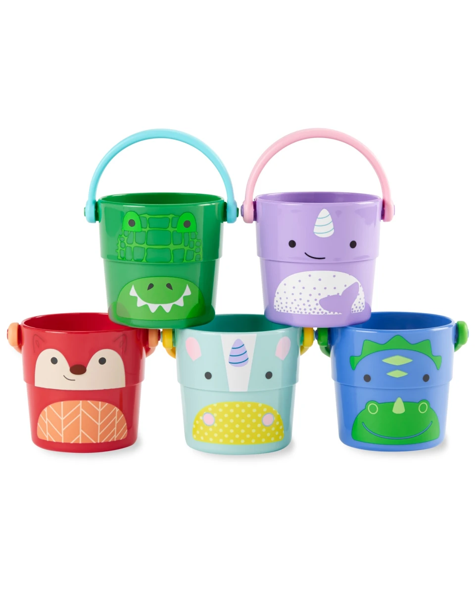 Juego de baño cinco baldes rociadores, diseño zoo 