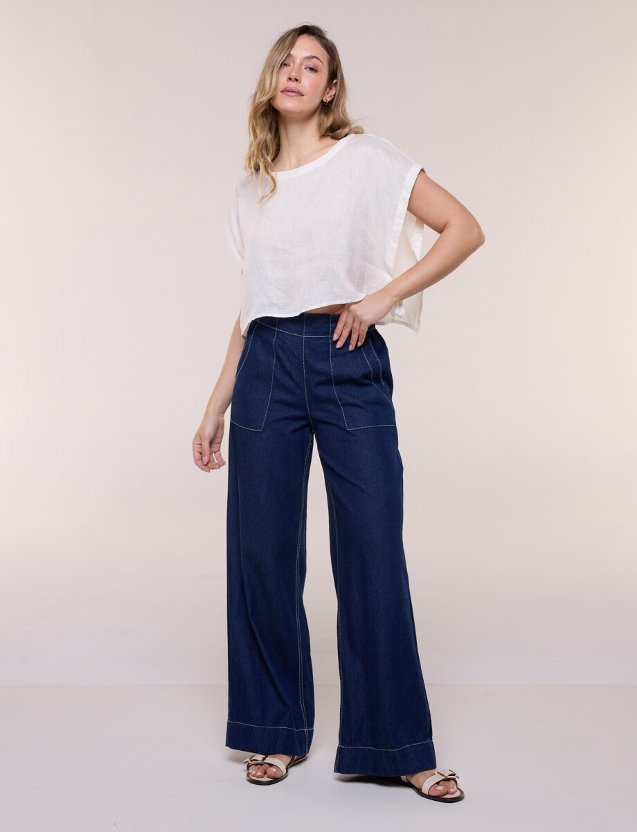 Jean Pull On Wide Leg - Jean Oscuro 