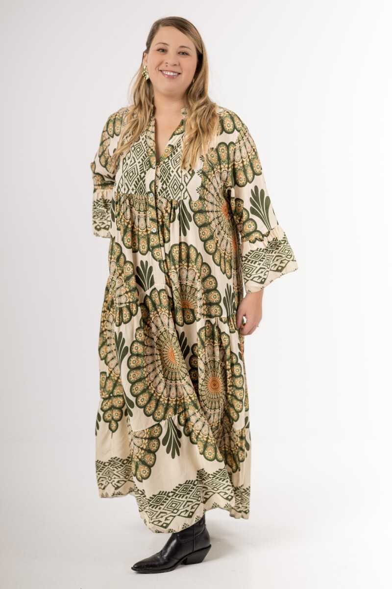 Vestido largo 100% viscosa Made in a Italy - Verde 