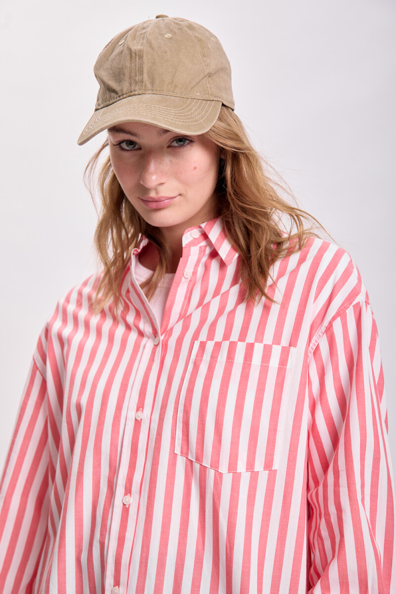 Camisa bolsillo rayada Rojo