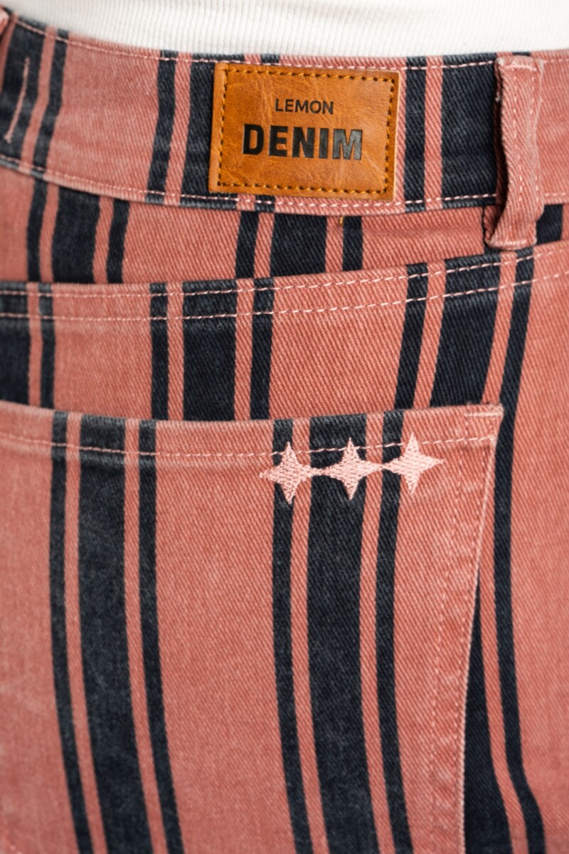 Jean Wide Leg Rayado Rosa