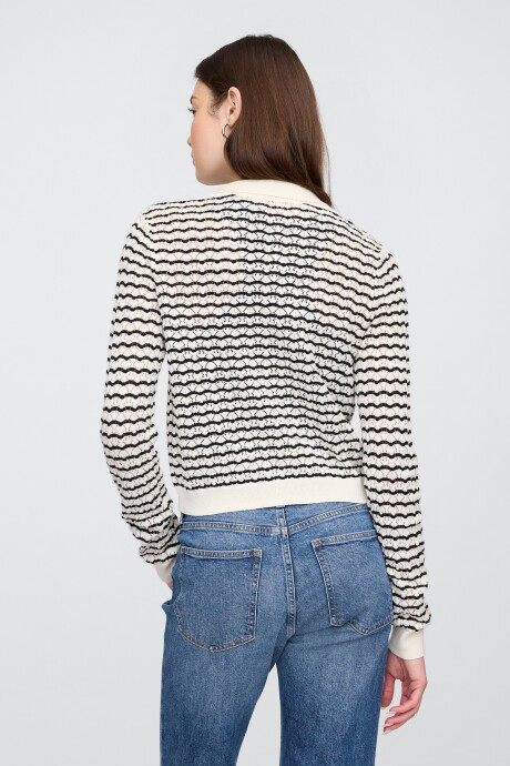 Saco Stitch Mujer White Black Stripe