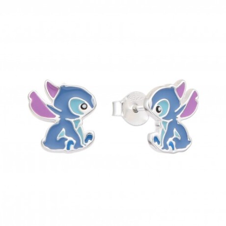 Par de caravanas de plata 925 con esmalte, STITCH. Par de caravanas de plata 925 con esmalte, STITCH.