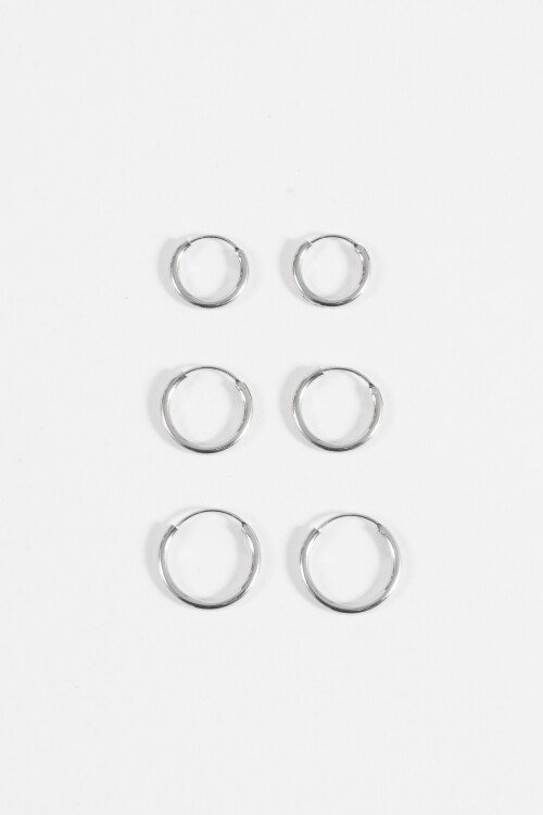 Set de aros pequeños plateado
