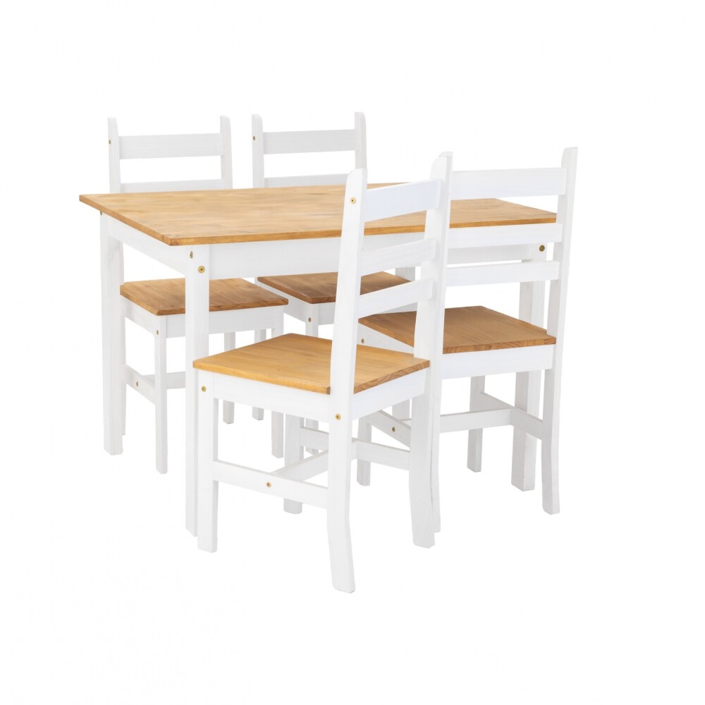 Juego de Comedor Lucia Plus 4 Sillas Madera - Blanco Juego de Comedor Lucia Plus 4 Sillas Madera - Blanco