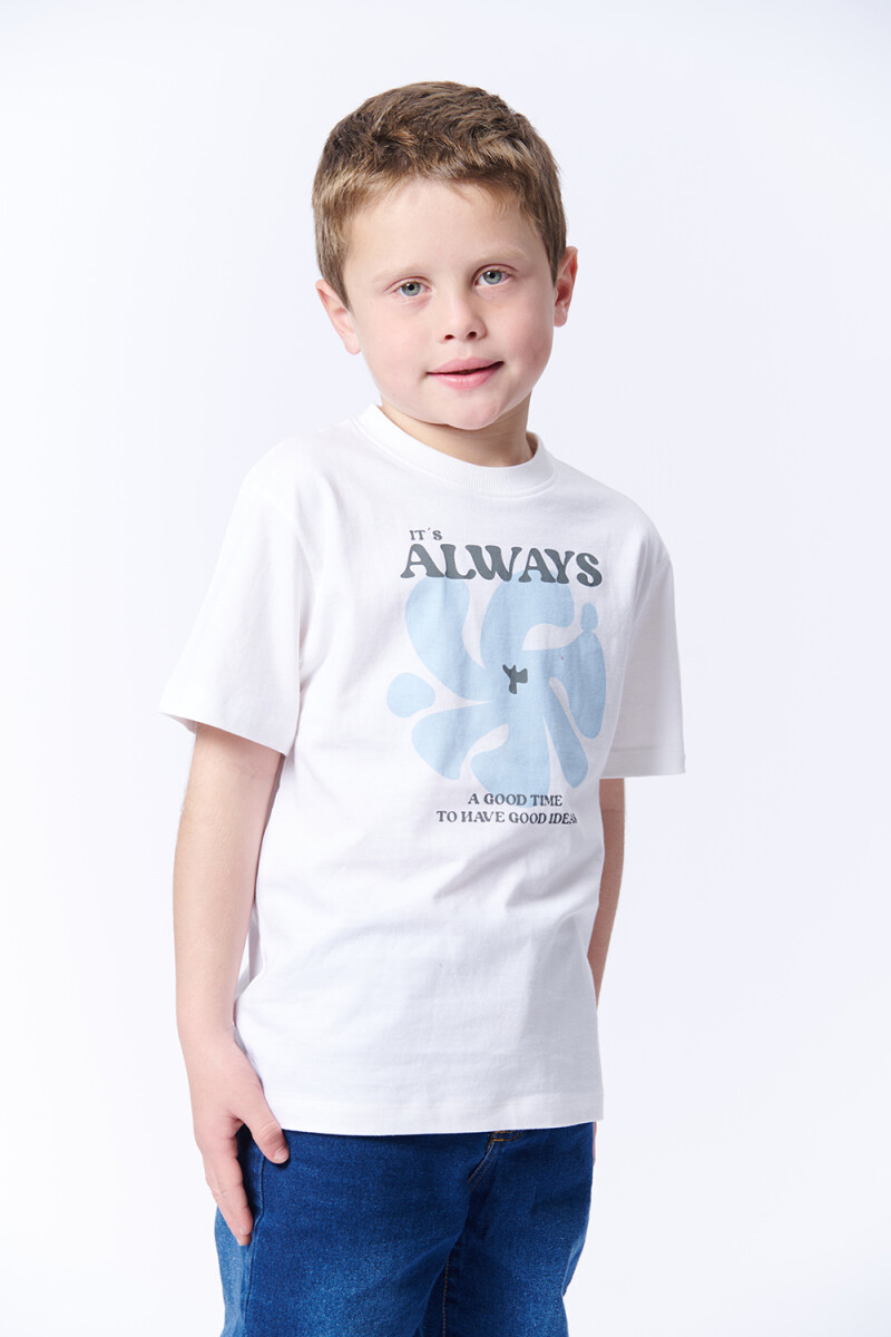 Remera Manga Corta Estampa - Always blanca 