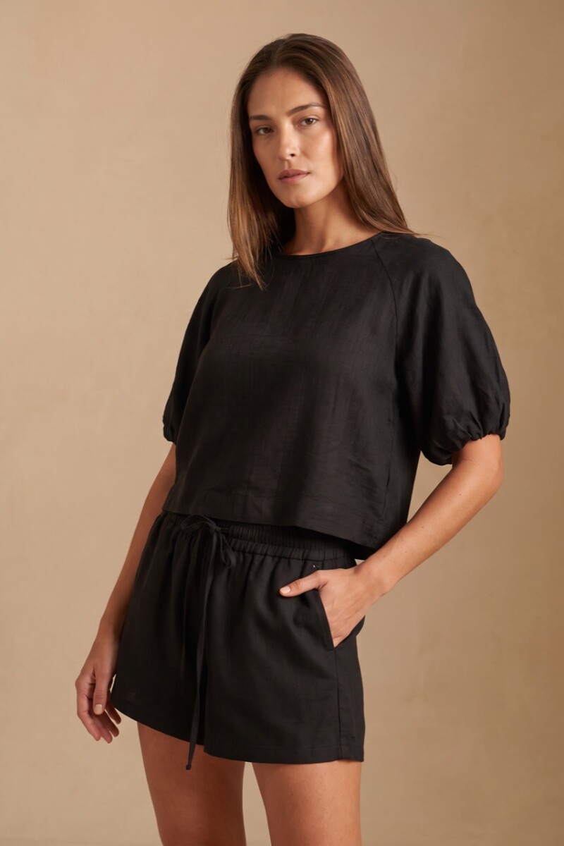 Blusa Mangas Balloon Negro