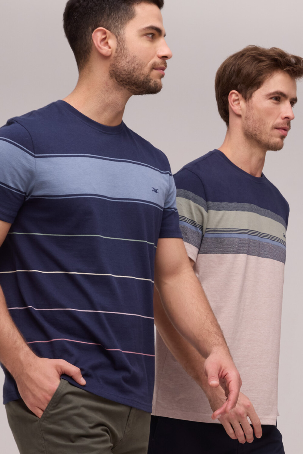 REMERA RAYADA DE ALGODÓN Azul