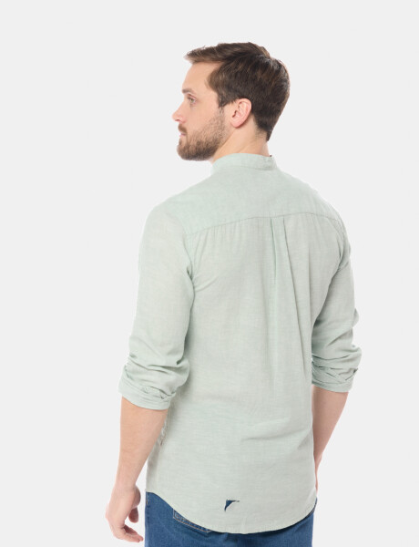 CAMISA DE LINO CUELLO MAO Menta