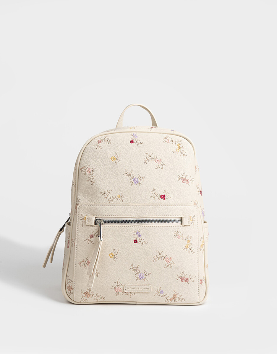 Mochila De Cuerina Flores 