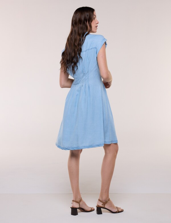 Vestido Camisero Entallado Denim JEAN CLARO