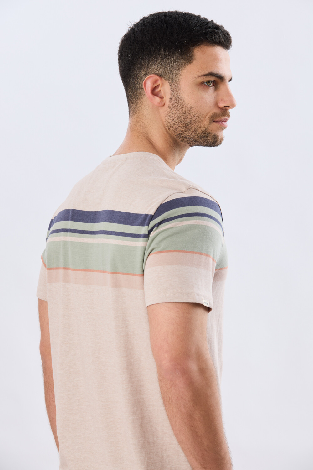 REMERA RAYADA DE ALGODÓN Beige