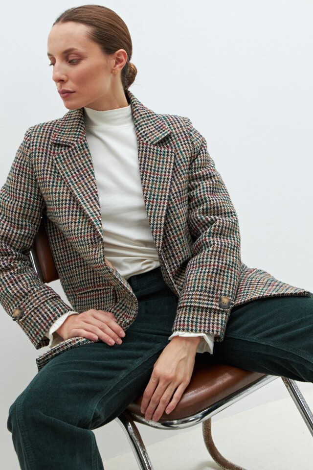 Blazer fantasía de paño multicolor