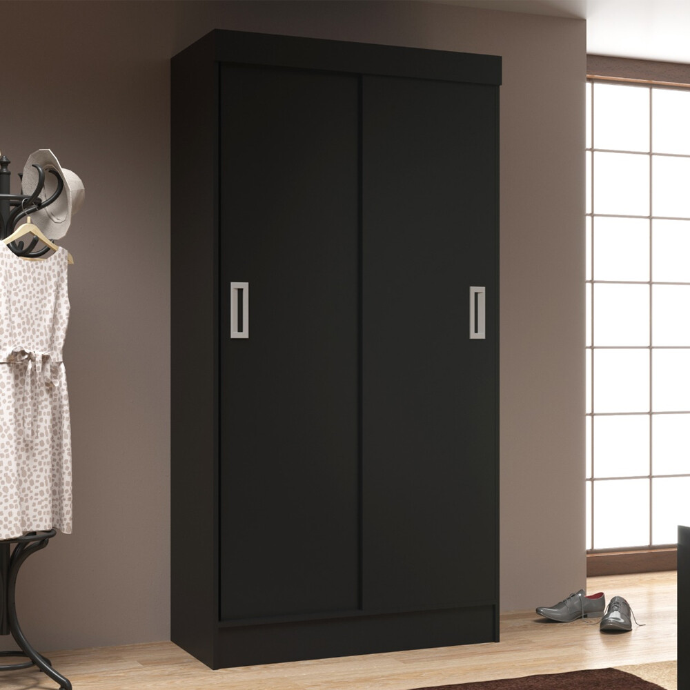 ROPERO 2 PUERTAS CORREDIZAS GUARDARROPA ARMARIO PLACARD CLOSET NEGRO