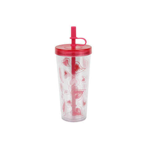 2x1 Vasorbito acrilico diseño corazones 520ml 2x1 Vasorbito Acrilico Diseño Corazones 520ml