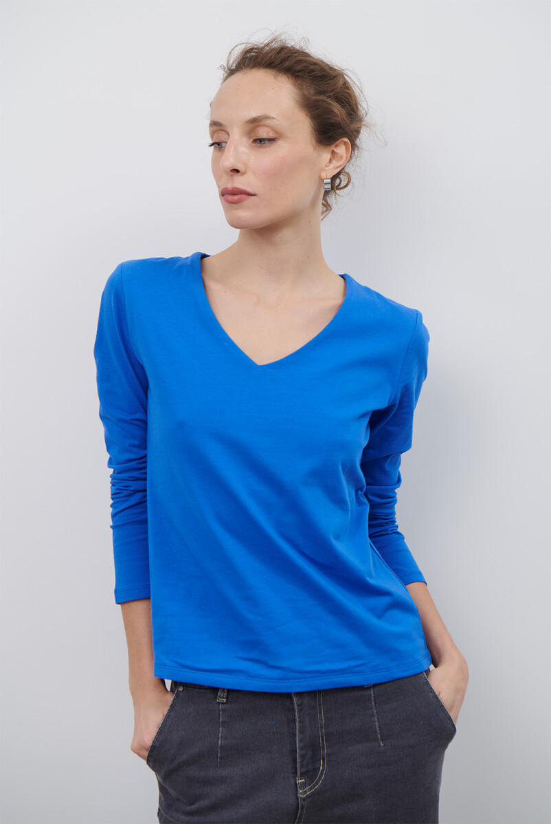 REMERA V M/LARGA - AZUL 