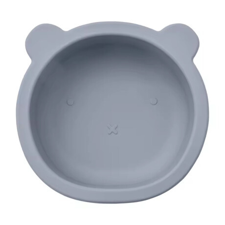 Set Comida Bebé Silicona Plato y Bowl Oso + Cuchara Tenedor Azul Grisáceo