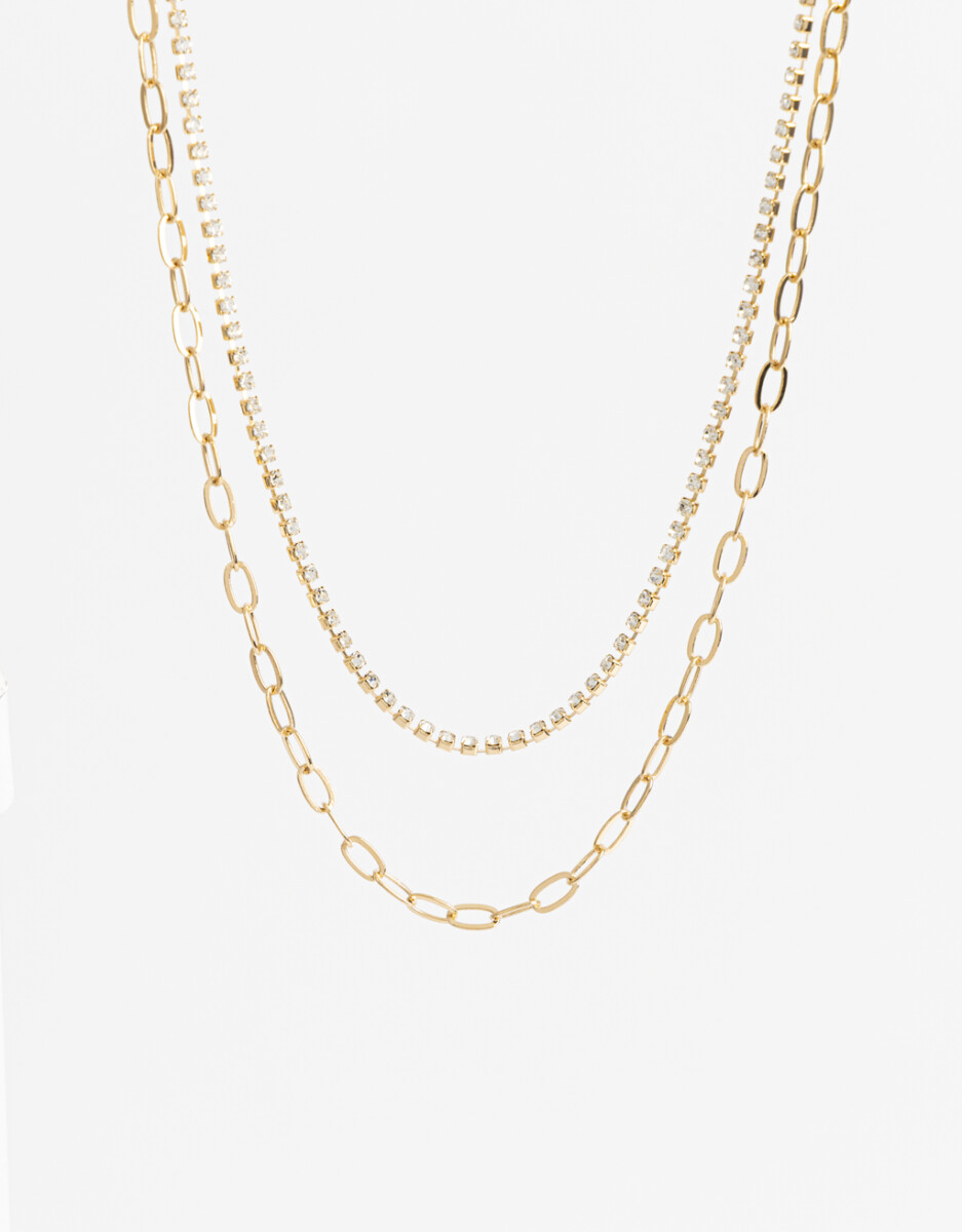 Collar Multicadena Con Strass 