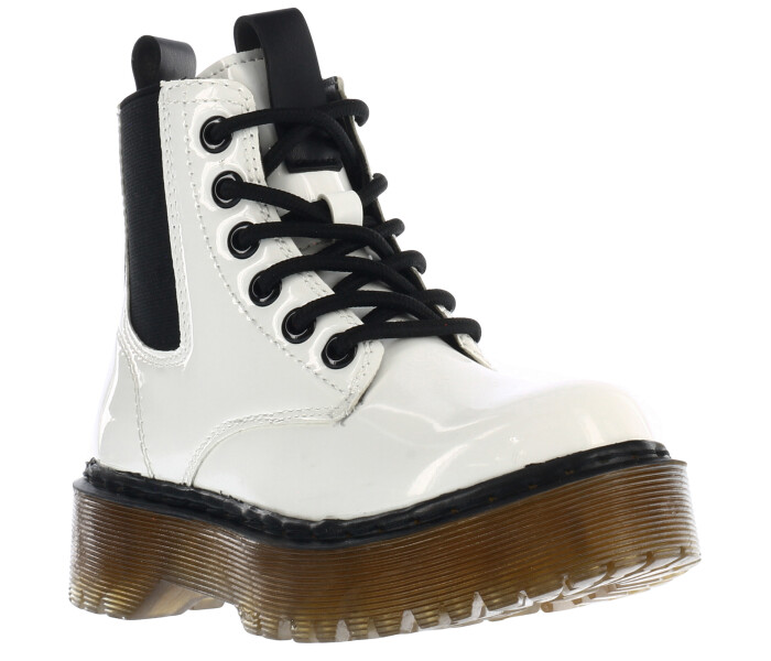 Bota de Niña Mini Miss Carol JULIET con elastico y cierre lateral Blanco (Charol)