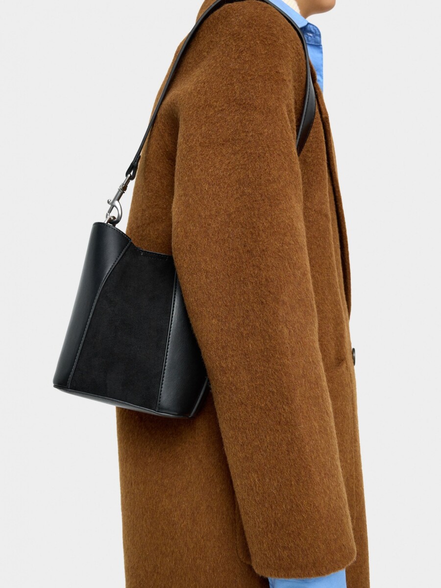 Bolso Bombonera Contraste De Texturas negro