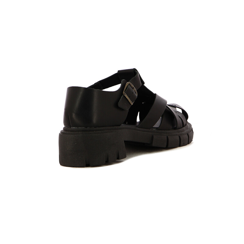 Euro Teens Sandalia Casual Tiras Cruzadas C/talón Suela Tractor Negro