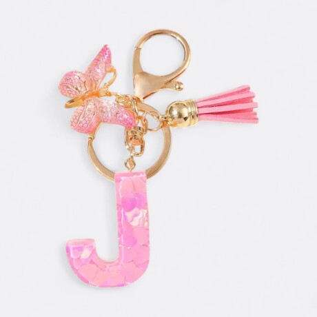 Llavero de letras J rosa