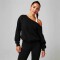 Polera Year Round Terry Off Shoulder Sweatshirt Mujer Black
