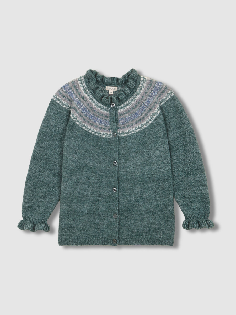 Chaqueta De Greca Con Volante En El Cuello Verdoso
