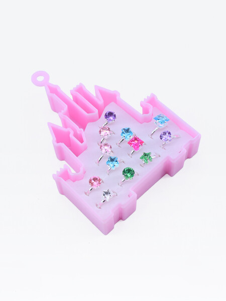 ANILLOS SET X 12 ROSADO (V)