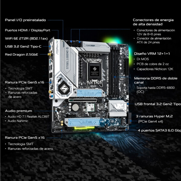 Placa Madre Asrock B760m Steel Legend Wifi Intel MOTHERBOARD ASROCK B760M ST LEGEND WIFI