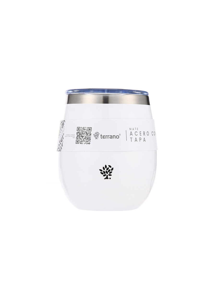Mate Acero Inox. con Tapa Metalizado - Blanco 