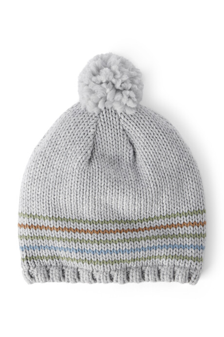 Gorro tejido gris, con pompón Sin color