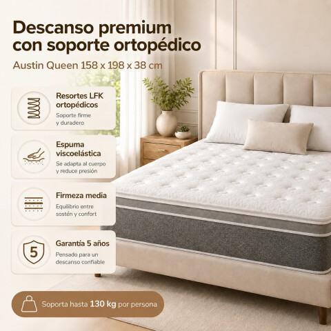 Colchón Queen Austin Espuma Premium Colchón Queen Austin Espuma Premium
