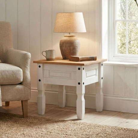Mesa de living lateral Linea mexicana Blanco