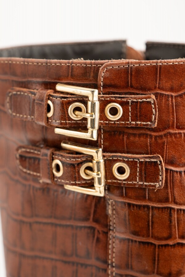 Bota Croco Hebillas Marron