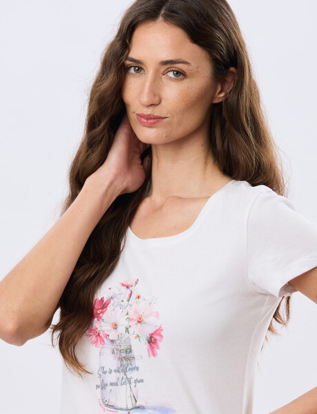 REMERA ESTAMPADA DE ALGODÓN Blanco