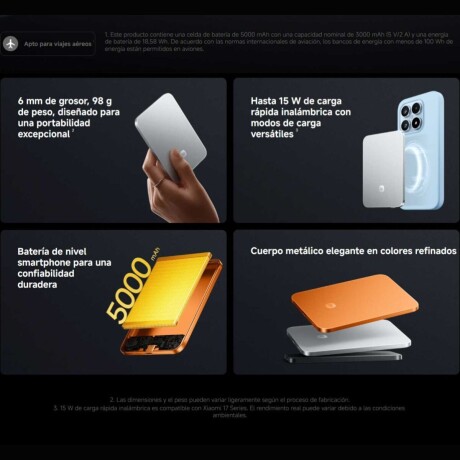 Powerbank Xiaomi UltraSlim 15W negro V01