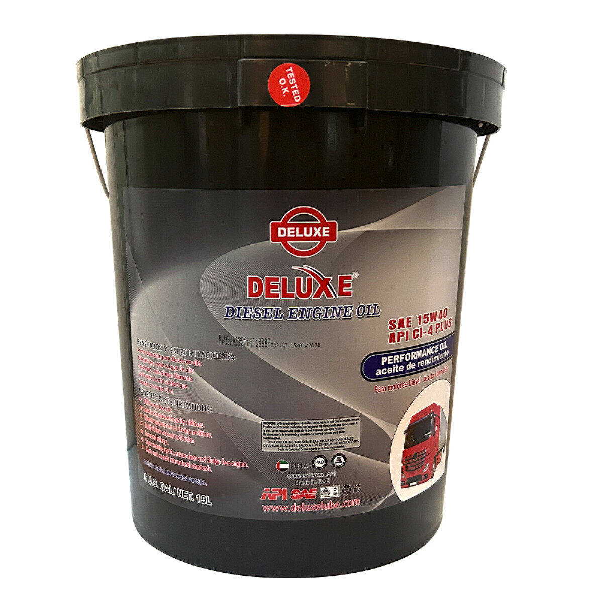 LUBRICANTE ACEITES - 15W40 API CI4 DELUXE BALDE 19 LTS. DELUXE 