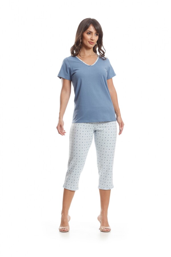 Pijama Manga Corta con Capri 103 Cielo