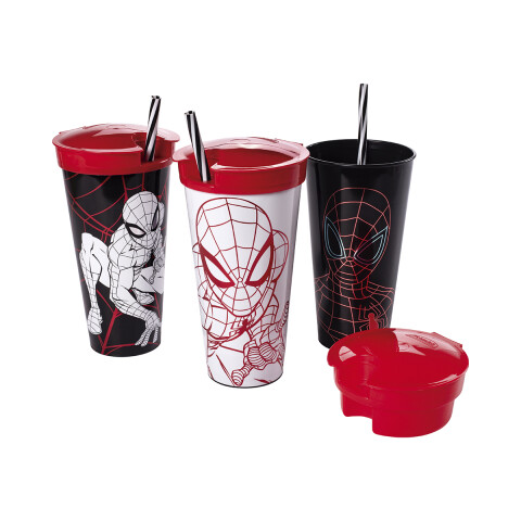 Vaso 2 en 1, pote 220 ml + vaso 540 ml Spiderman Surtidos