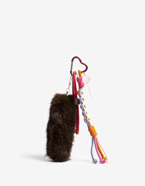 Llavero Cordón Bag Charm Cola De Zorro Multicharm. - Combinacion Multicolor