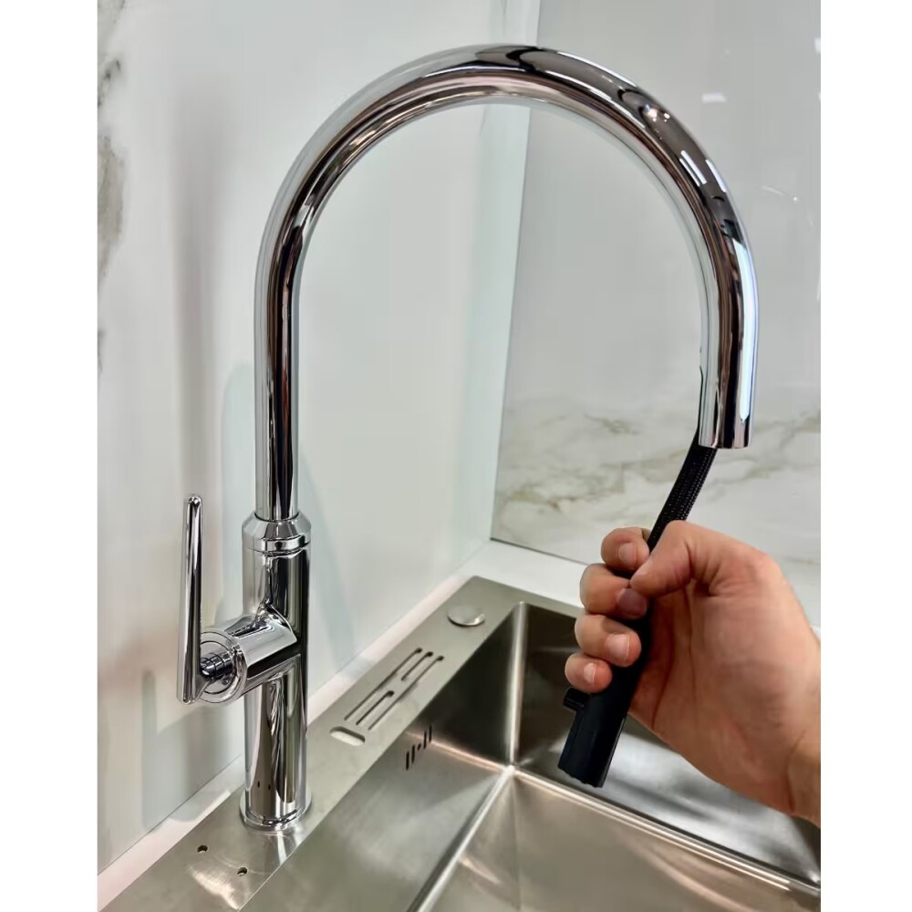 Grifería de cocina Monocomando de mesada extensible Cromo Brillante Grifería De Cocina Monocomando De Mesada Extensible Cromo Brillante