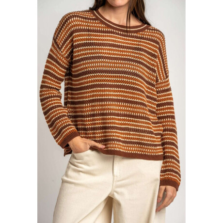 Sweater Rayado Texturado Ocre