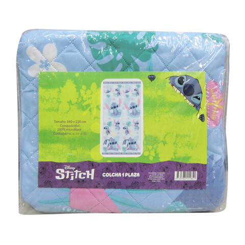 Colcha Reversible Infantil Stitch 1 Plaza 100% Microfibra U