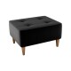 Puff de Tela con Patas de Madera 52x62x35cm negro
