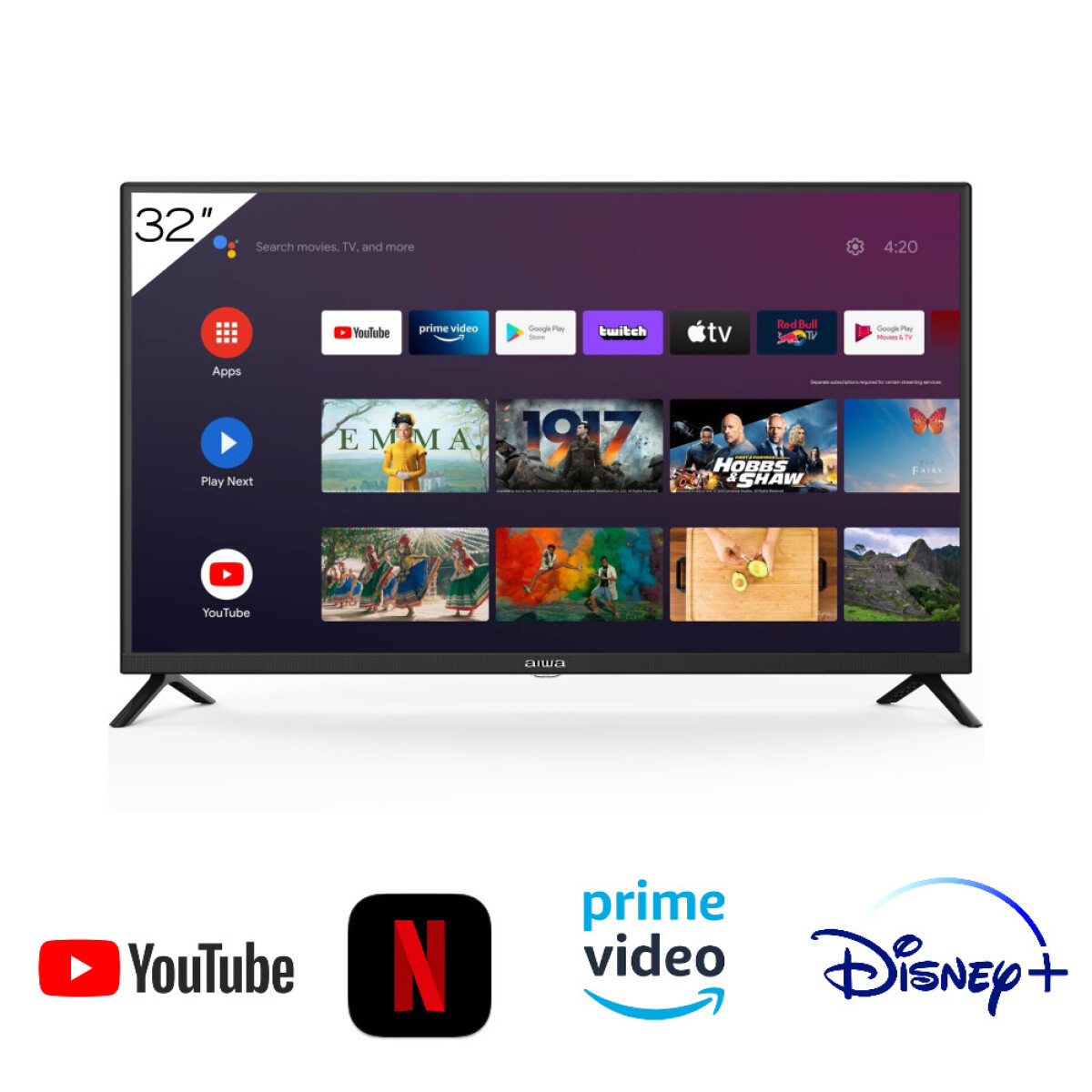 Smart tv aiwa 32' hd 720p | stereo | androidtv | chromecast built-in - Negro 