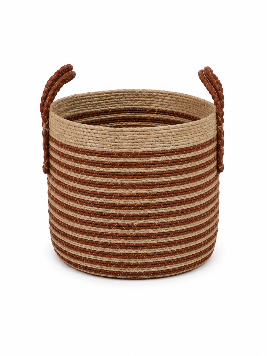 CANASTO DE YUTE, COMBINADO DOS COLORES - MULTICOLOR 