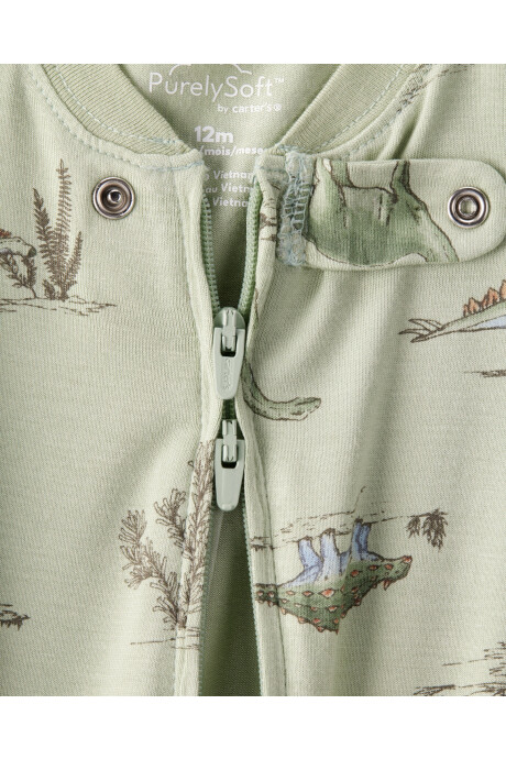 Pijama una pieza de viscosa Ecovero, con pie, diseño dinos, línea Purelysoft Sin color