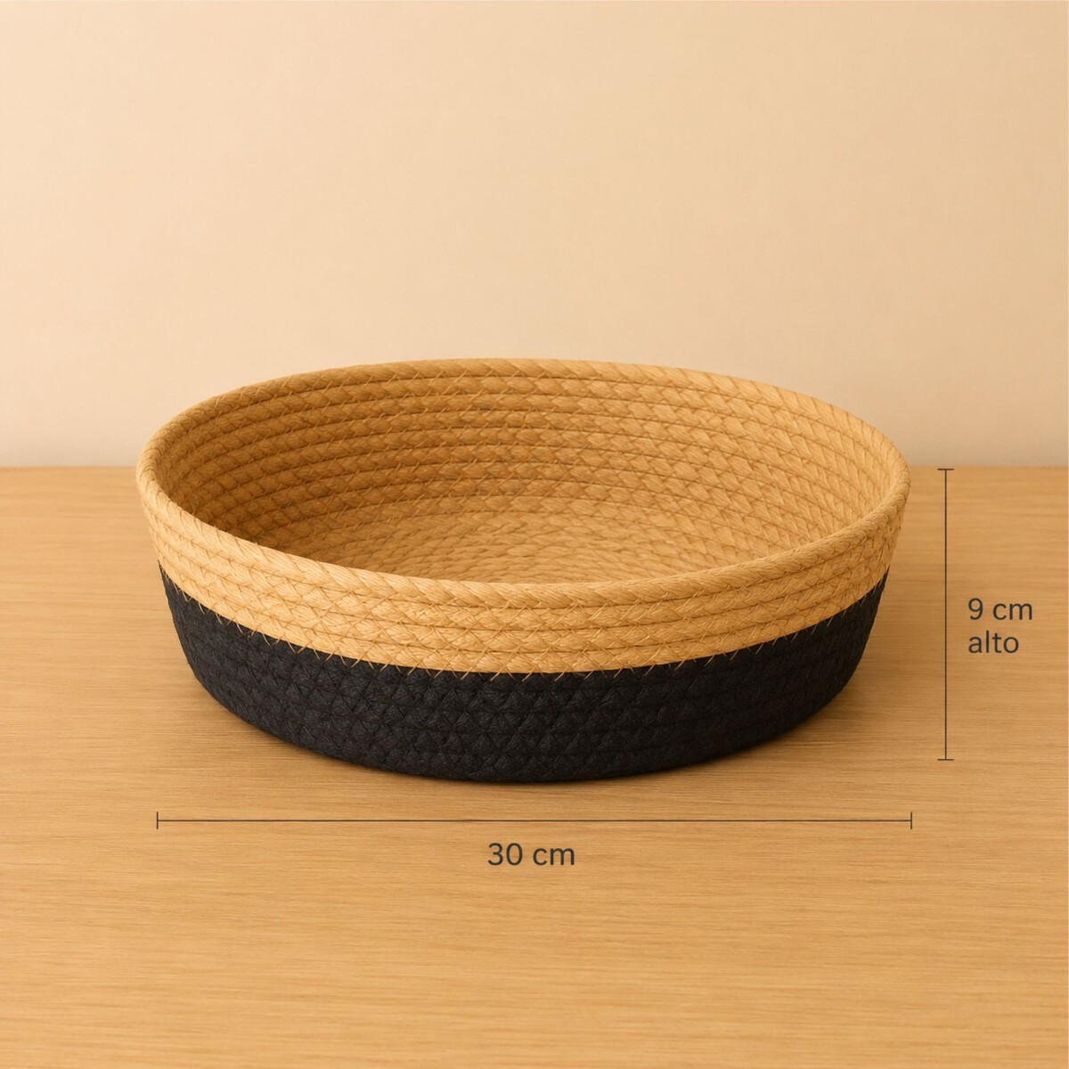Cesto Organizador De Fibra Natural Negro 30x9Cm 