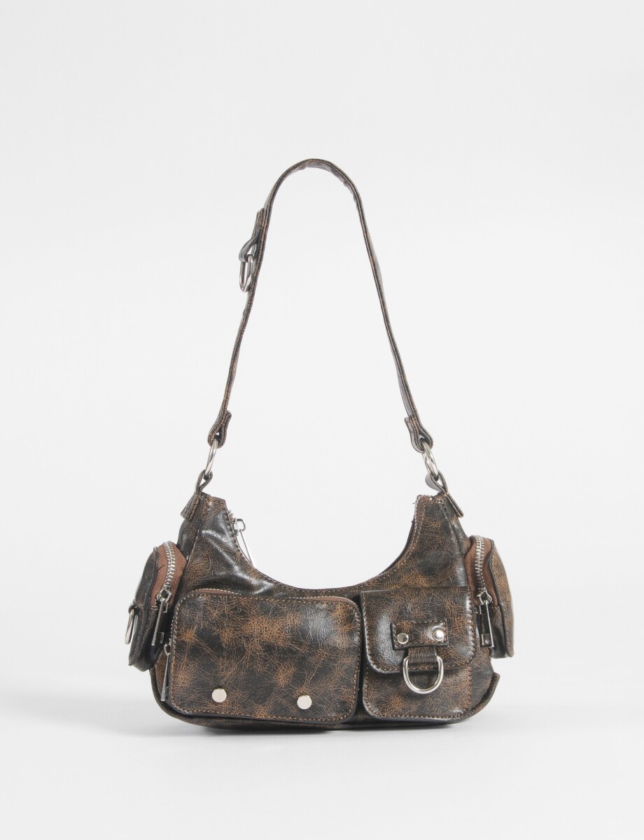Cartera de hombro bolsillos - marrón 